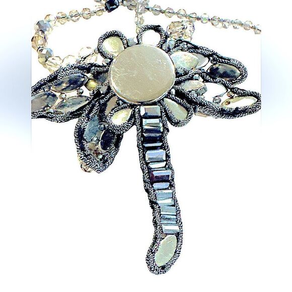 Zenzii huge sparkling dragonfly pendant long large crystal necklace 32”L - Picture 4 of 11